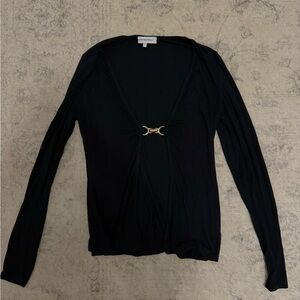 WeWoreWhat Black Longsleeve Top with Horsebit Detail